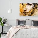 Duży obraz twarz kobiety 22 złoto beż premium canvas 120x80