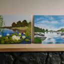 Dyptyk „Błękitne Przebudzenie” - wyprzedaż 2x 24x30 cm