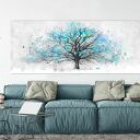 Nowoczesny obraz na płótnie z niebieskim drzewem 150x60 cm