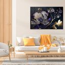 Duży obraz na ścianę Kwiat 69 fiolet złoto 120x80 - nowoczesny do salonu