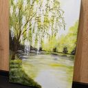 Nastrojowy pejzaż akrylowy na płótnie „Bezszelestna cisza” 40x30 cm
