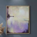 Abstrakcyjny obraz akrylowy 60 x 50 cm - żółto-fioletowy, gotowy do powieszenia