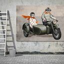 Obraz na płótnie - 120x80cm KURCZAKI NA MOTOCYKLU wysyłka w 24h 02262