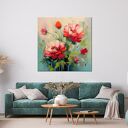 Czerwone piwonie - plakat florystyczny 50x50 cm