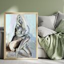 Blue - obraz kobiety 50x70 cm w błękitach i beżach