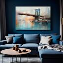 Obraz do salonu - ABSTRAKCYJNY MOST W MIEJSKIM KRAJOBRAZIE - 70x50 cm (102901)