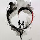 W objęciach serca, Akwarela 24x32 cm