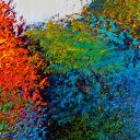 Obraz na płótnie 120x80 cm - kolorowe drzewa w abstrakcyjnej odsłonie