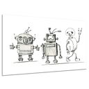 Obraz śmieszne ROBOTY rysunek czarny biały pokój 120x80 AleObrazy