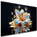Obraz LILIA 2 Kwiat 3D Złoto Błękit Czerń Glamour 120x80
