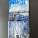 Obraz olejny deszcz deszczowa para 2 sztuki struktura 20&times;20