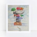 MIASTECZKO - akwarela formatu 18/24 cm