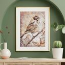 Akwarela | Ptak na gałęzi w jesiennych barwach | Impresja | 40x50cm passe