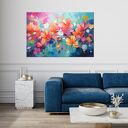 Kolorowy obraz z kwiatami - obraz kolorowe kwiaty - wydruk na płótnie 90x60 cm