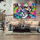 Obraz kolorowy KOT 10 w okularach 120x80 - nowoczesny pop art XXL
