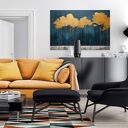 Obraz do salonu - ZŁOTE DRZEWA ABSTRAKCYJNY LAS MINIMALIZM - 70x50 cm (106801)