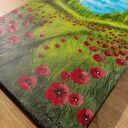 Pejzaż akrylowy 40x30 cm „Wśród karminowych maków” - ręcznie malowany na płótnie