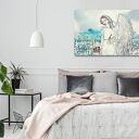 Obraz na płótnie Anioł Stróż w niebieskim mieście 120x80 cm