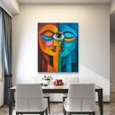 Obraz akrylowy 100 x 120 cm „Poza słowami” - twarze w nowoczesnych kolorach
