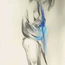 Peniuar Blue - autorski szkic kobiety 60x100 do sypialni