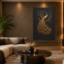 Złoty paw na drzewie - obraz na płótnie 80x120 cm