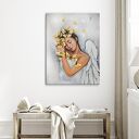 100% Ręcznie malowany Anioł na płótnie - 50x70 cm -"Motyle"