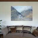 Nepal - obraz olejny z górami i stupą buddyzmu (50x70 cm), gotowy do zawieszenia