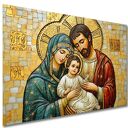 Obraz święta rodzina religijny ikona na płótnie złoty 120x80