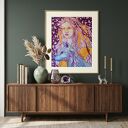 Wilczy Totem - oryginalna akwarela 70x100 cm (kobieta i wilk)