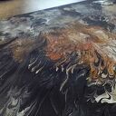 ZESTAW RĘCZNIE MALOWANYCH OBRAZÓW Z RAMAMI - DYPTYK MISTYCZNY POURING - 2x 40x30cm