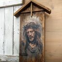 Obraz Chrystus w cierniowej koronie - malowany na starych deskach