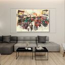 Obraz na płótnie Abstrakcja 65 - kolorowi ludzie spacer pomostem 120x80 cm