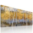 Obraz drukowany na płótnie PEJZAŻ Z BRZOZAMI w odcieniach brązów 147x60cm