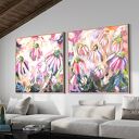 Zestaw kolorowych obrazów 100x100 cm - nowoczesna abstrakcja kwiaty