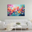 Kolorowy obraz z kwiatami - obraz kolorowe kwiaty - wydruk na płótnie 90x60 cm