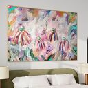 Duży obraz ręcznie malowany 90x140 cm w stylu kwiatowej abstrakcji