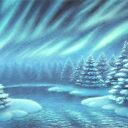 Obraz ręcznie malowany „Zorzowa noc” - format A3