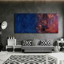 Obraz strukturalny 80x160 cm w kolorach różowa miedź, indygo i granat