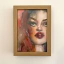 Onyx, akwarela w ramce, oryginalny obraz, portret kobiety