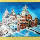 Zamek Chęciński - ręcznie malowany obraz akrylowy 50x60x2 cm