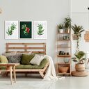 Akwarelowe roślinki - Tryptyk na płótnie 3x40x60 cm (łącznie 120x60 cm)
