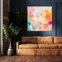 Pomarańczowy pastelowy obraz abstrakcyjny - obraz wydruk na płótnie 50x50 cm w pastelowych kolorach