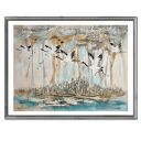 Żurawie 24 ptaki obraz do salonu malowany na płótnie