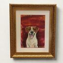 Jack Russell w złotej ramie 30x40cm