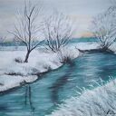 OBRAZ RĘCZNIE MALOWANY AKRYLOWY "POD BIAŁĄ PIERZYNĄ" - 30x40cm