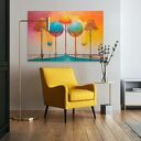 Obraz do salonu - KOLOROWE DRZEWA ABSTRAKCYJNY PEJZAŻ - 70x50 cm (105801)