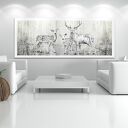 Obraz na płótnie 150x60 cm Rodzina Jeleni - nowoczesny pejzaż do salonu i sypialni