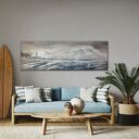 Sztorm nad morzem - morski pejzaż panoramiczny ze strukturą w palecie zgaszonych barw 120x40 cm