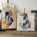 Trochę Czekałam - obraz akrylowy 100x100 na płótnie nad łóżko