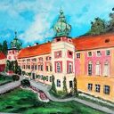 Obraz Łańcut - zamek i pejzaż ręcznie malowany